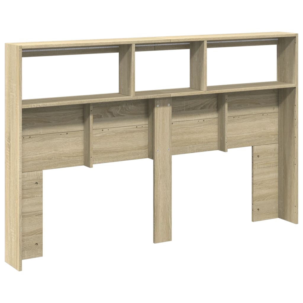 vidaXL Headboard Cabinet with LED Sonoma Oak 160x17x102 cm