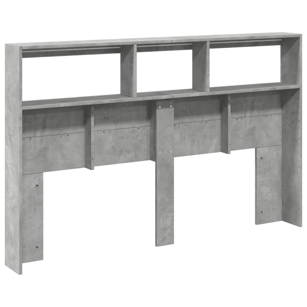 vidaXL Headboard Cabinet with LED Concrete Grey 160x17x102 cm