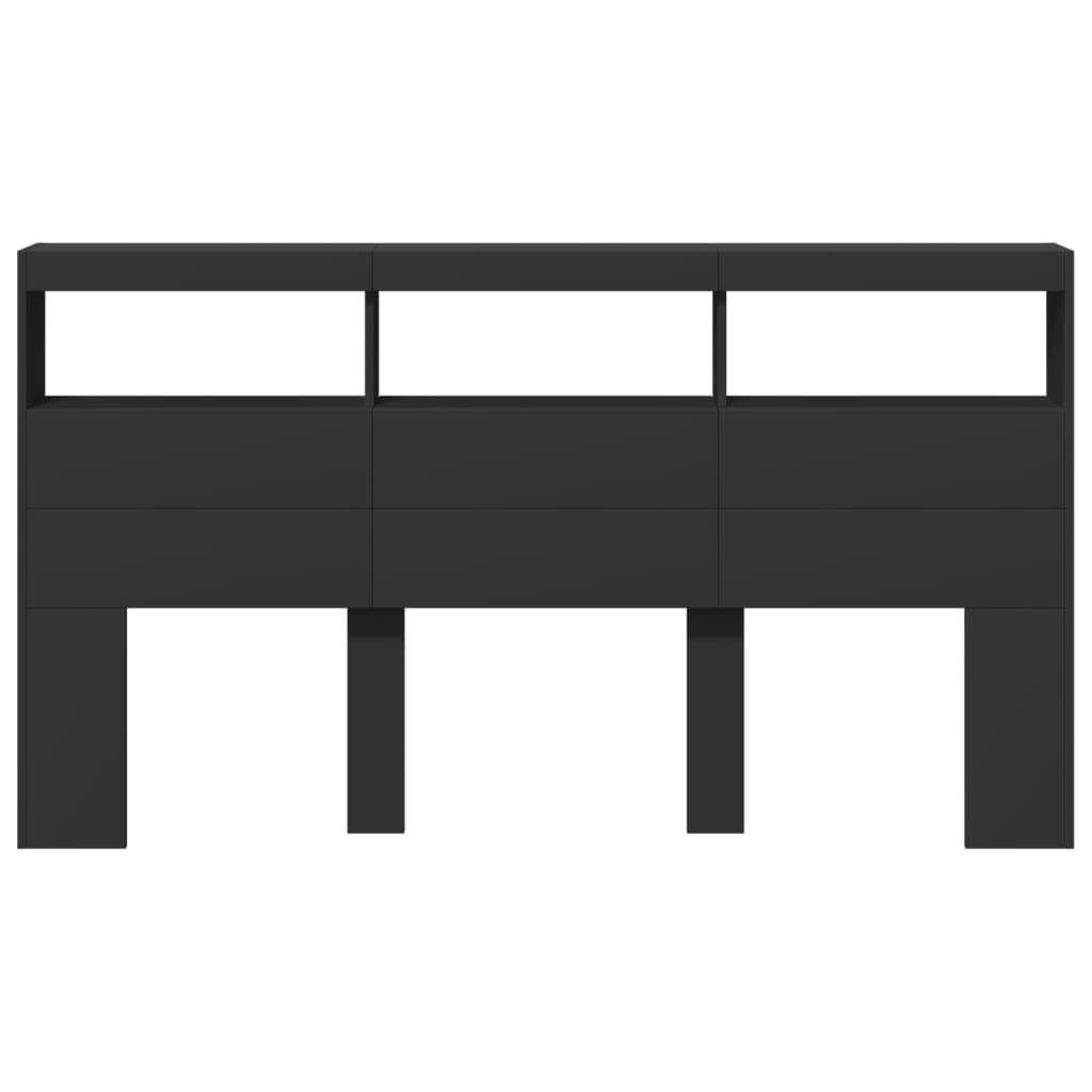 Headboard Cabinet | Black | Engineered wood | 180x17x102 cm