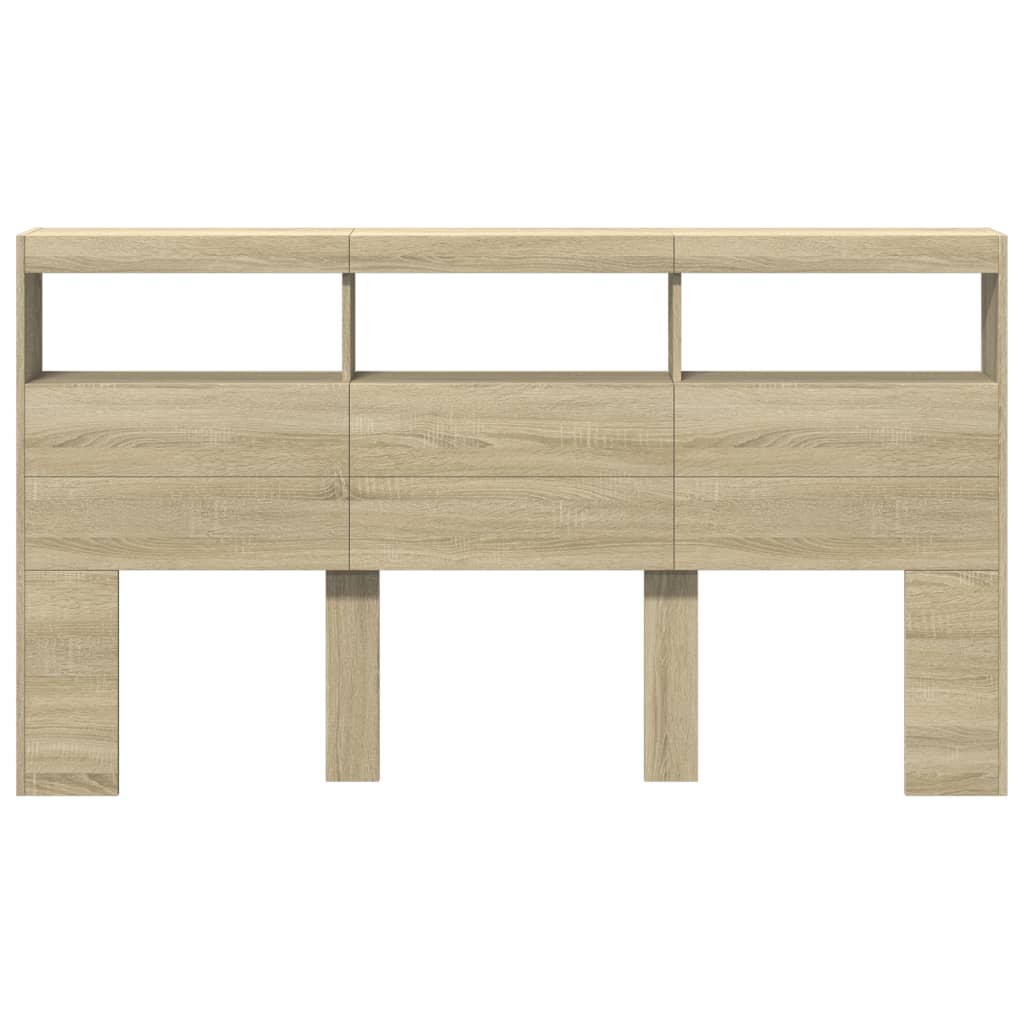 vidaXL Headboard Cabinet with LED Sonoma Oak 180x17x102 cm