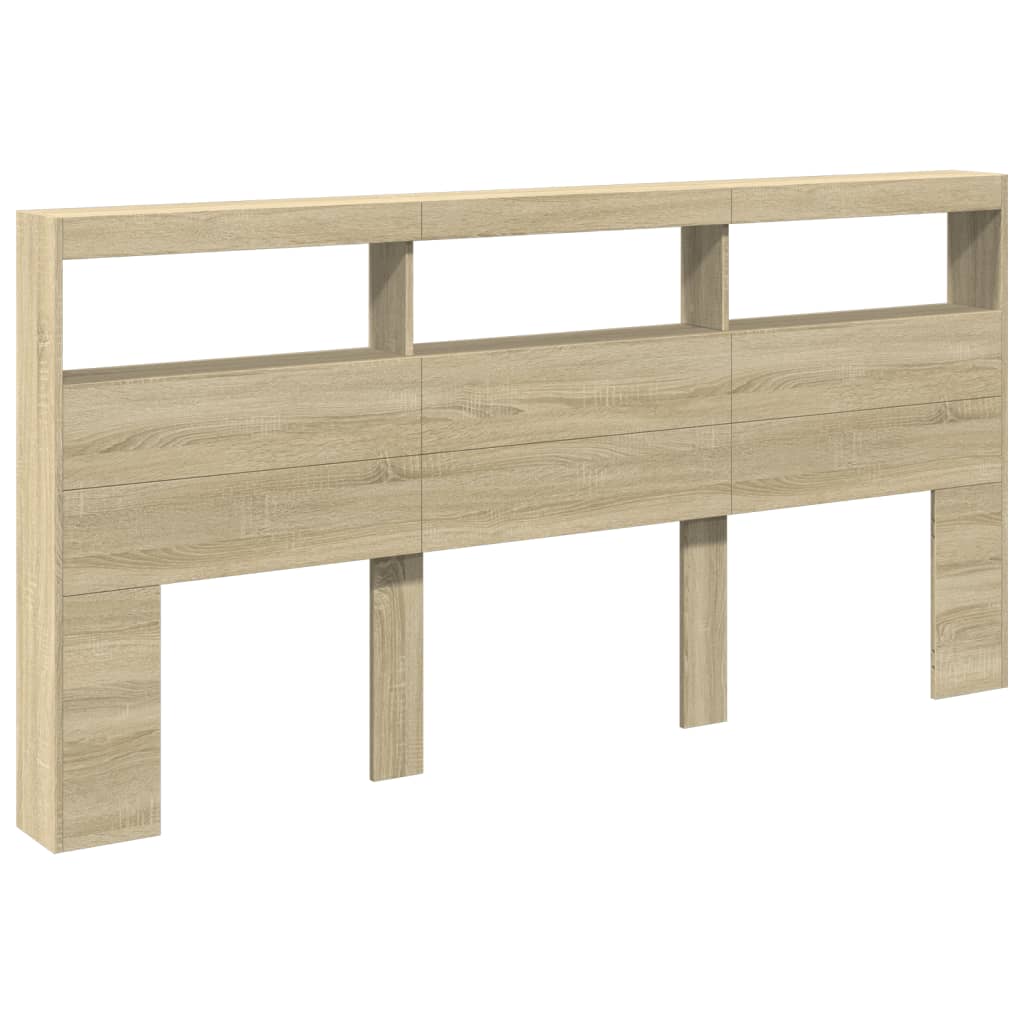 vidaXL Headboard Cabinet with LED Sonoma Oak 200x17x102 cm