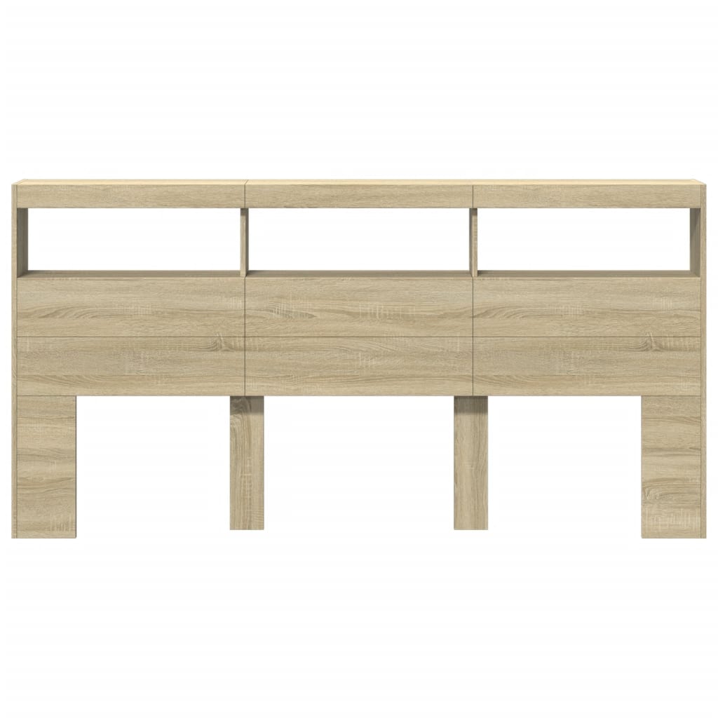 vidaXL Headboard Cabinet with LED Sonoma Oak 200x17x102 cm