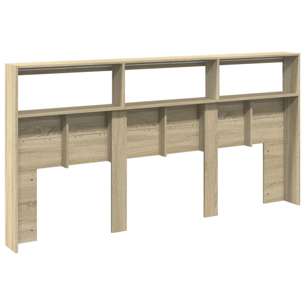 vidaXL Headboard Cabinet with LED Sonoma Oak 200x17x102 cm