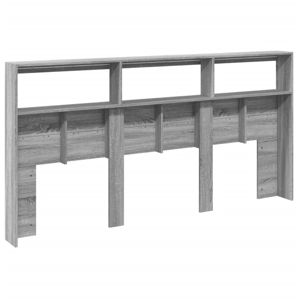 vidaXL Headboard Cabinet with LED Grey Sonoma 200x17x102 cm