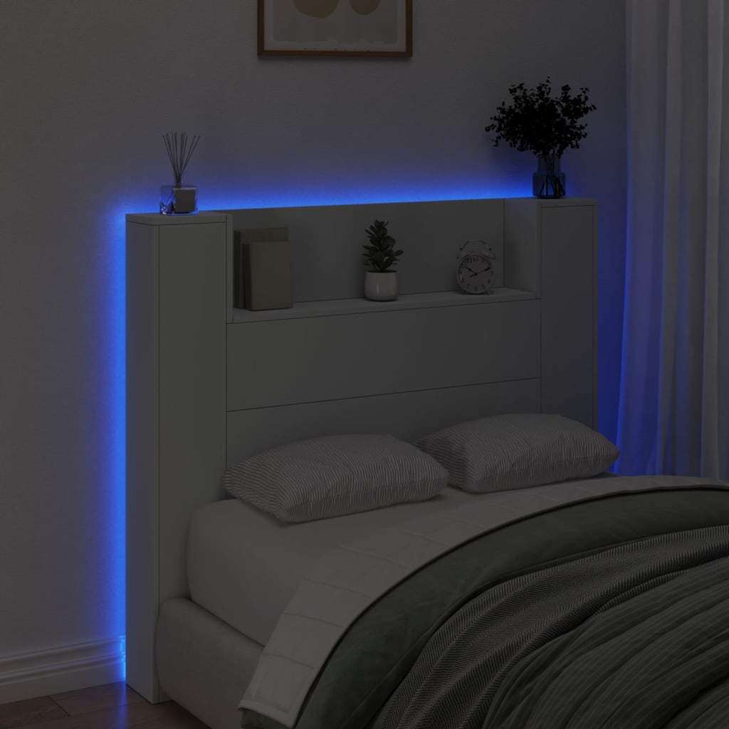 vidaXL Headboard Cabinet with LED White 120x16.5x103.5 cm