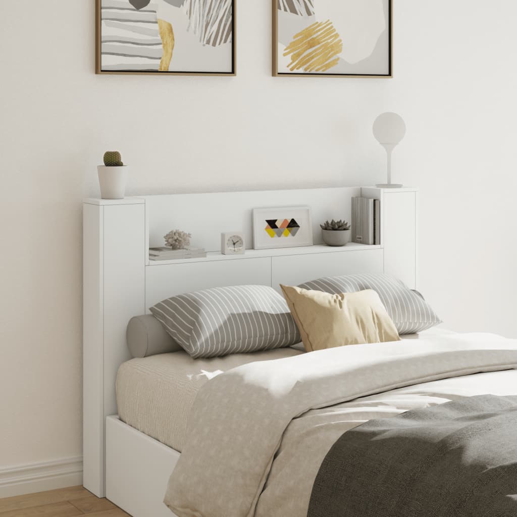 vidaXL Headboard Cabinet with LED White 140x16.5x103.5 cm