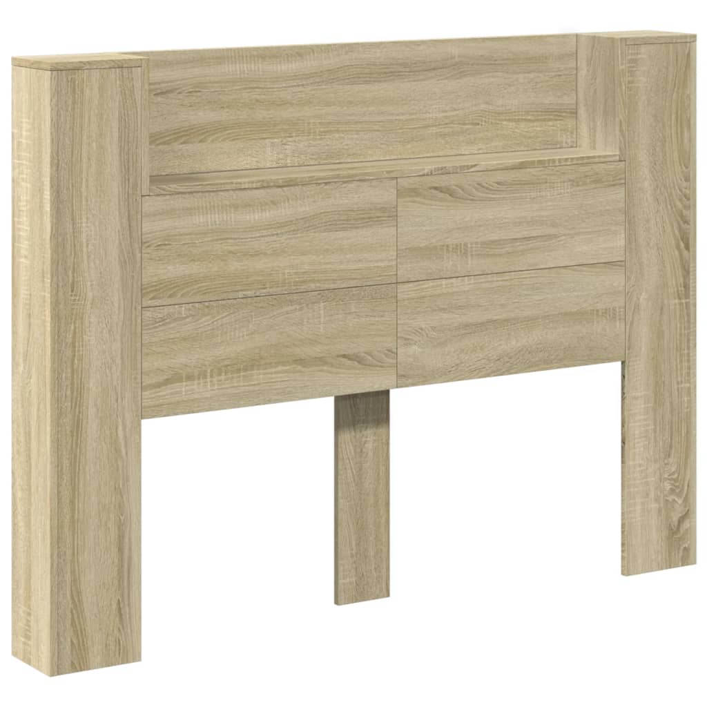 vidaXL Headboard Cabinet with LED Sonoma Oak 140x16.5x103.5 cm