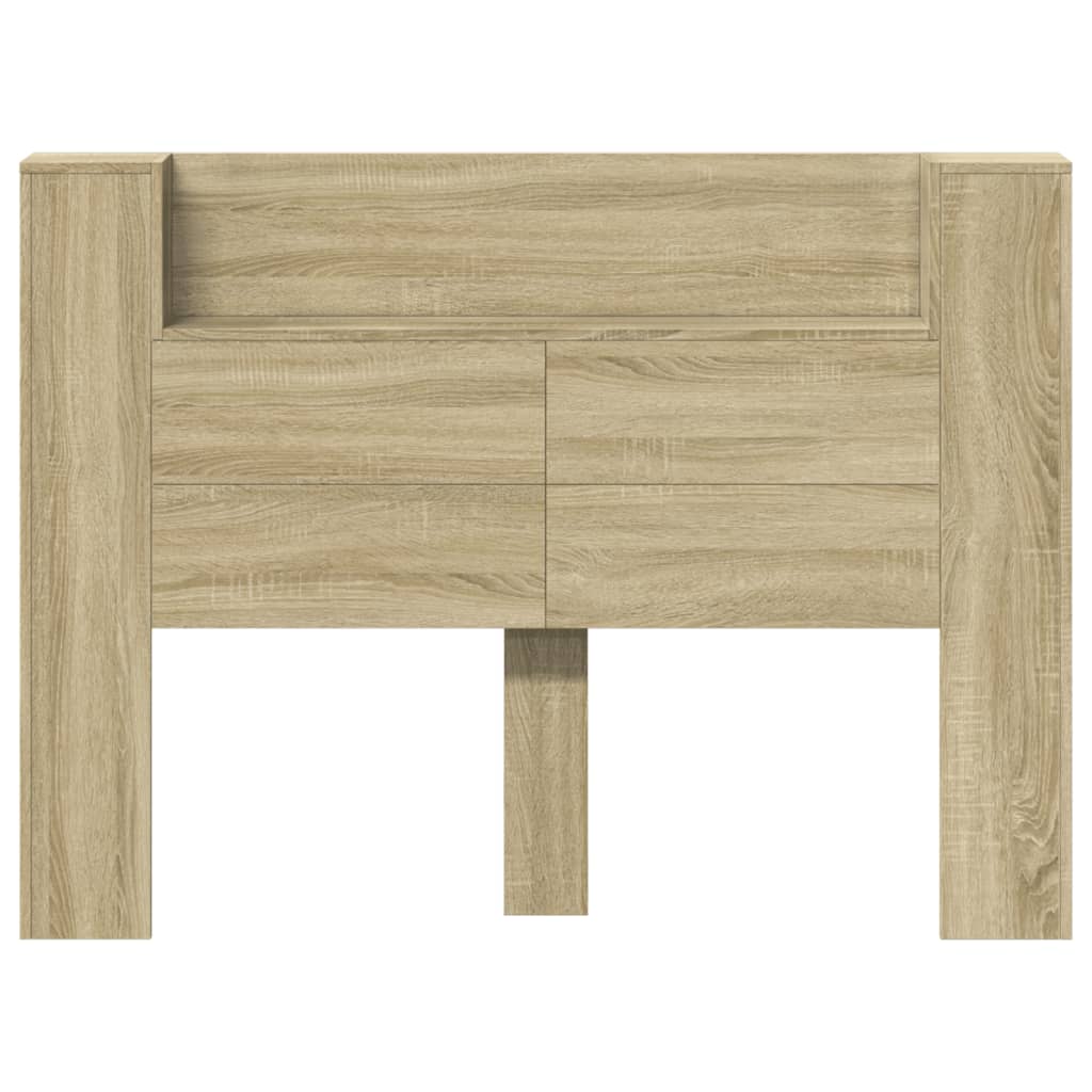 vidaXL Headboard Cabinet with LED Sonoma Oak 140x16.5x103.5 cm