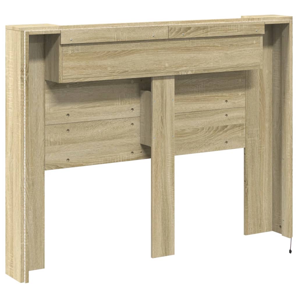 vidaXL Headboard Cabinet with LED Sonoma Oak 140x16.5x103.5 cm