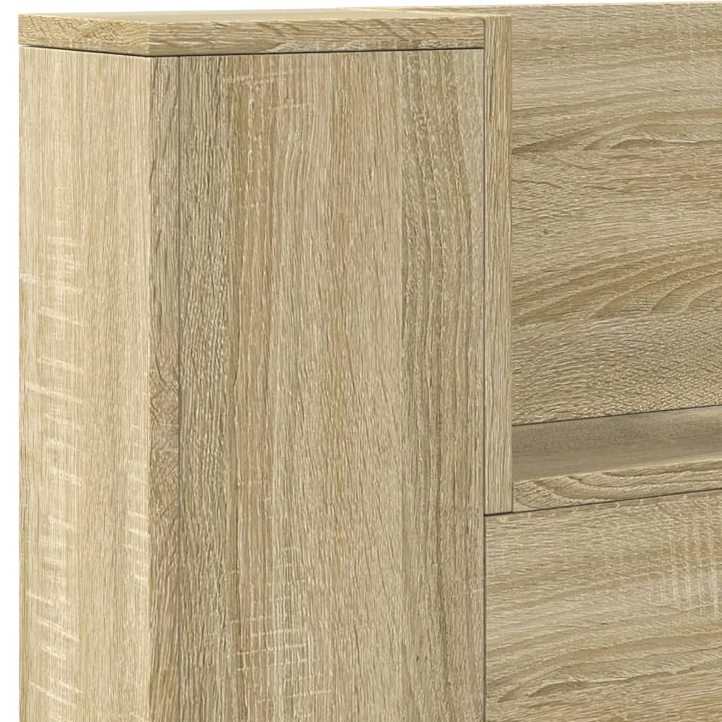 vidaXL Headboard Cabinet with LED Sonoma Oak 140x16.5x103.5 cm