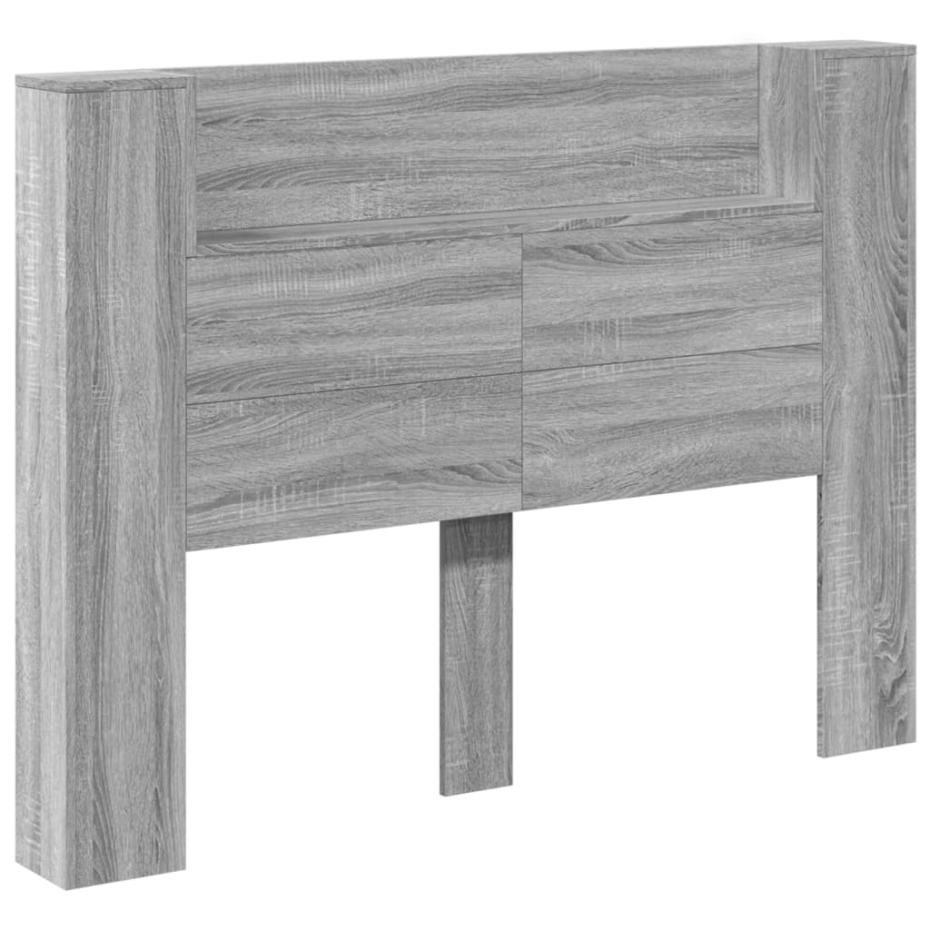 vidaXL Headboard Cabinet with LED Grey Sonoma 140x16.5x103.5 cm