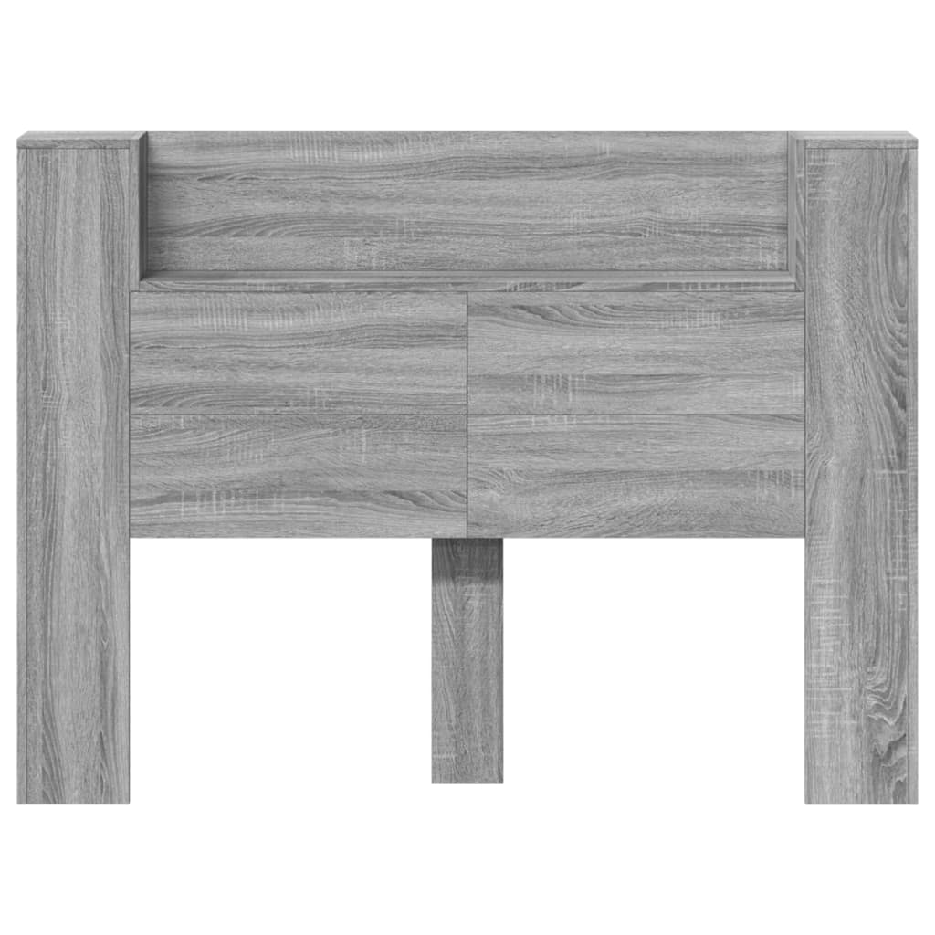 vidaXL Headboard Cabinet with LED Grey Sonoma 140x16.5x103.5 cm