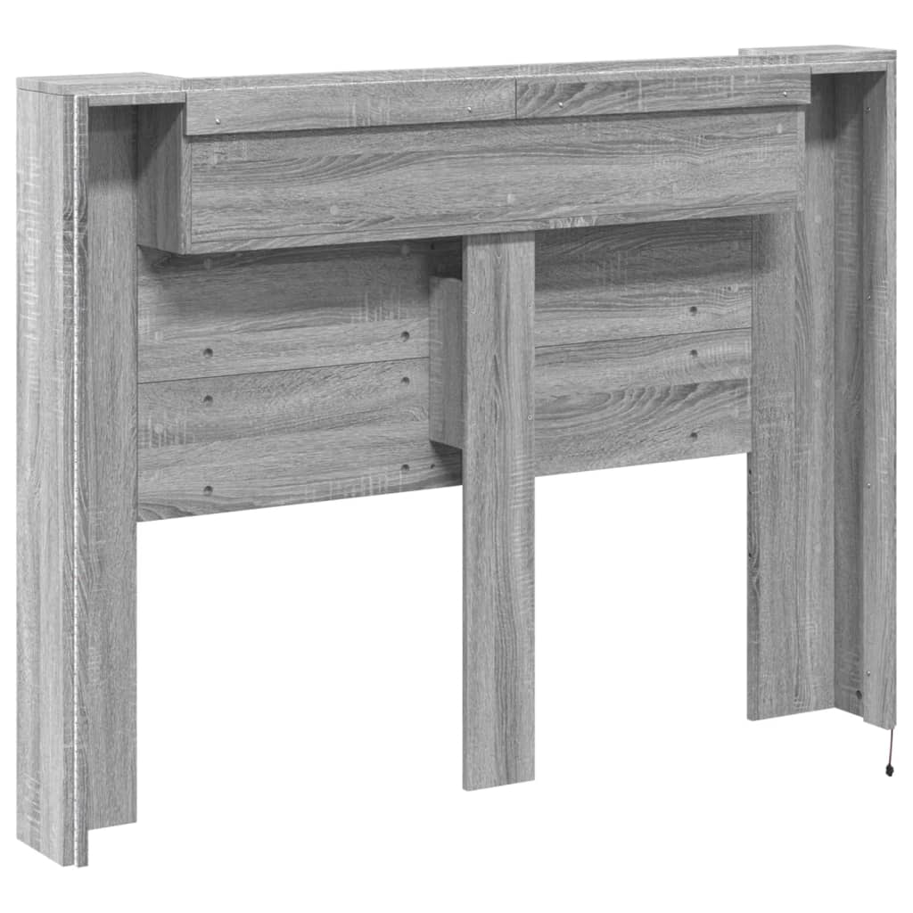 vidaXL Headboard Cabinet with LED Grey Sonoma 140x16.5x103.5 cm