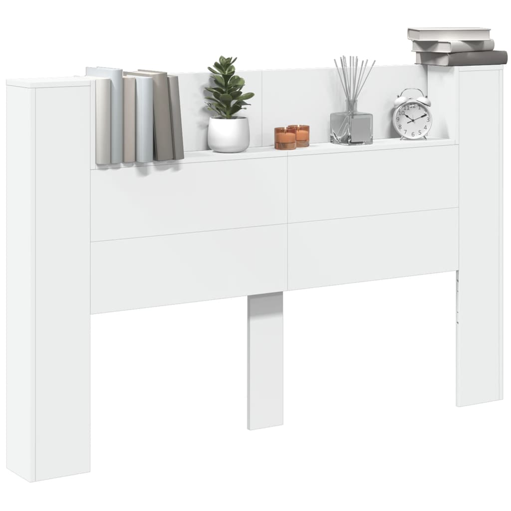 vidaXL Headboard Cabinet with LED White 160x16.5x103.5 cm