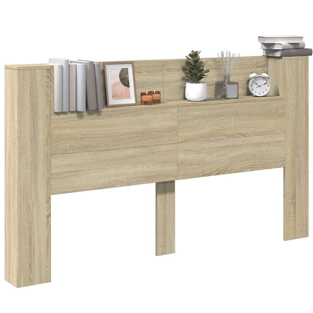 vidaXL Headboard Cabinet with LED Sonoma Oak 180x16.5x103.5 cm