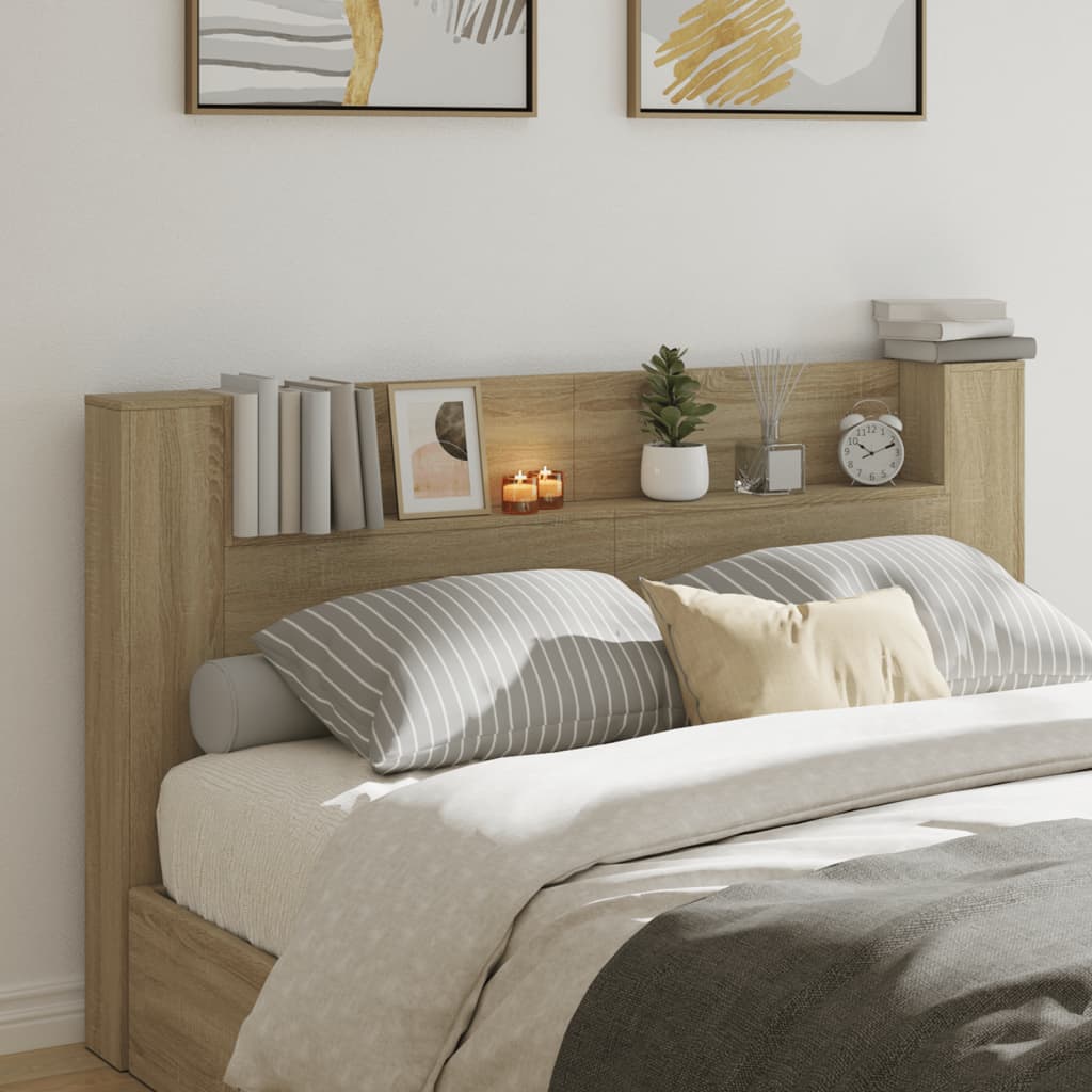 vidaXL Headboard Cabinet with LED Sonoma Oak 180x16.5x103.5 cm