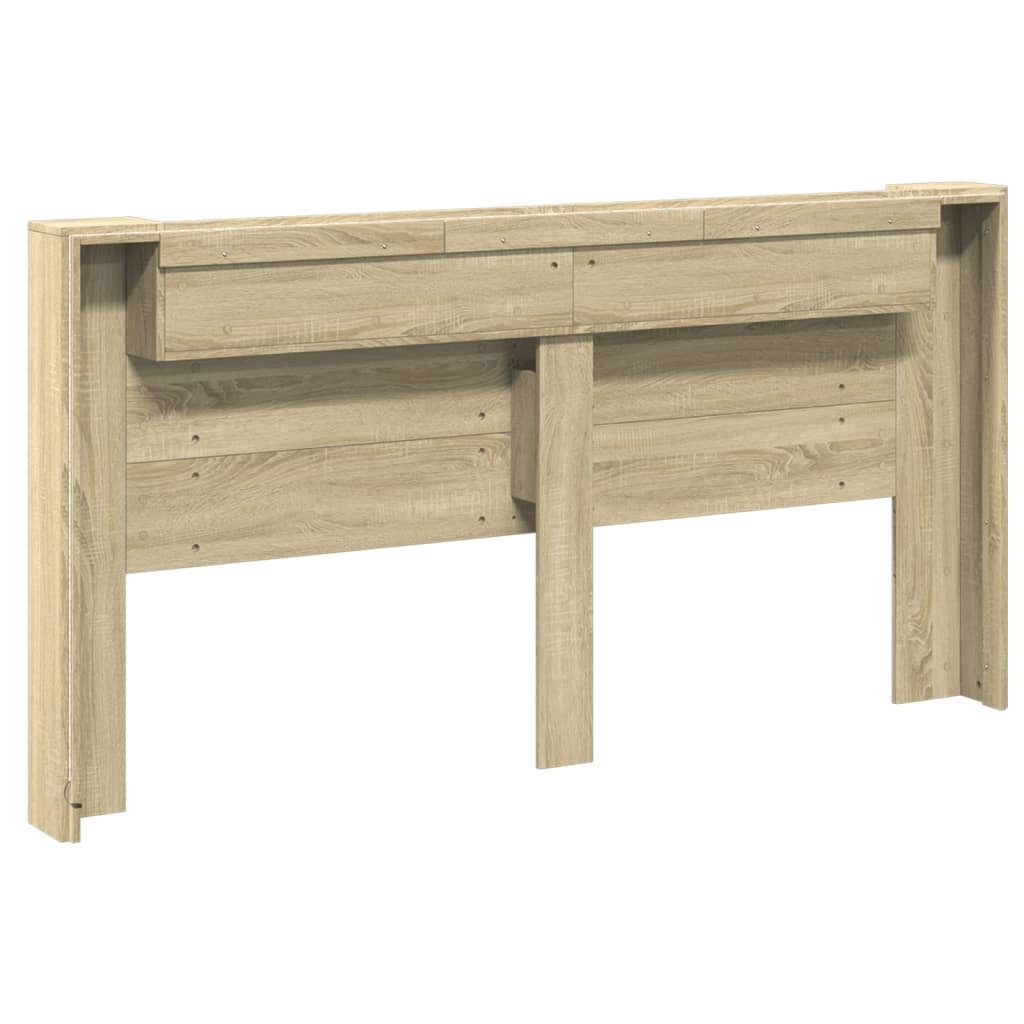 vidaXL Headboard Cabinet with LED Sonoma Oak 200x16.5x103.5 cm