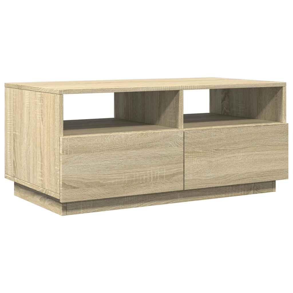 Coffee Table with LED Lights Sonoma Oak 90x49x40 cm