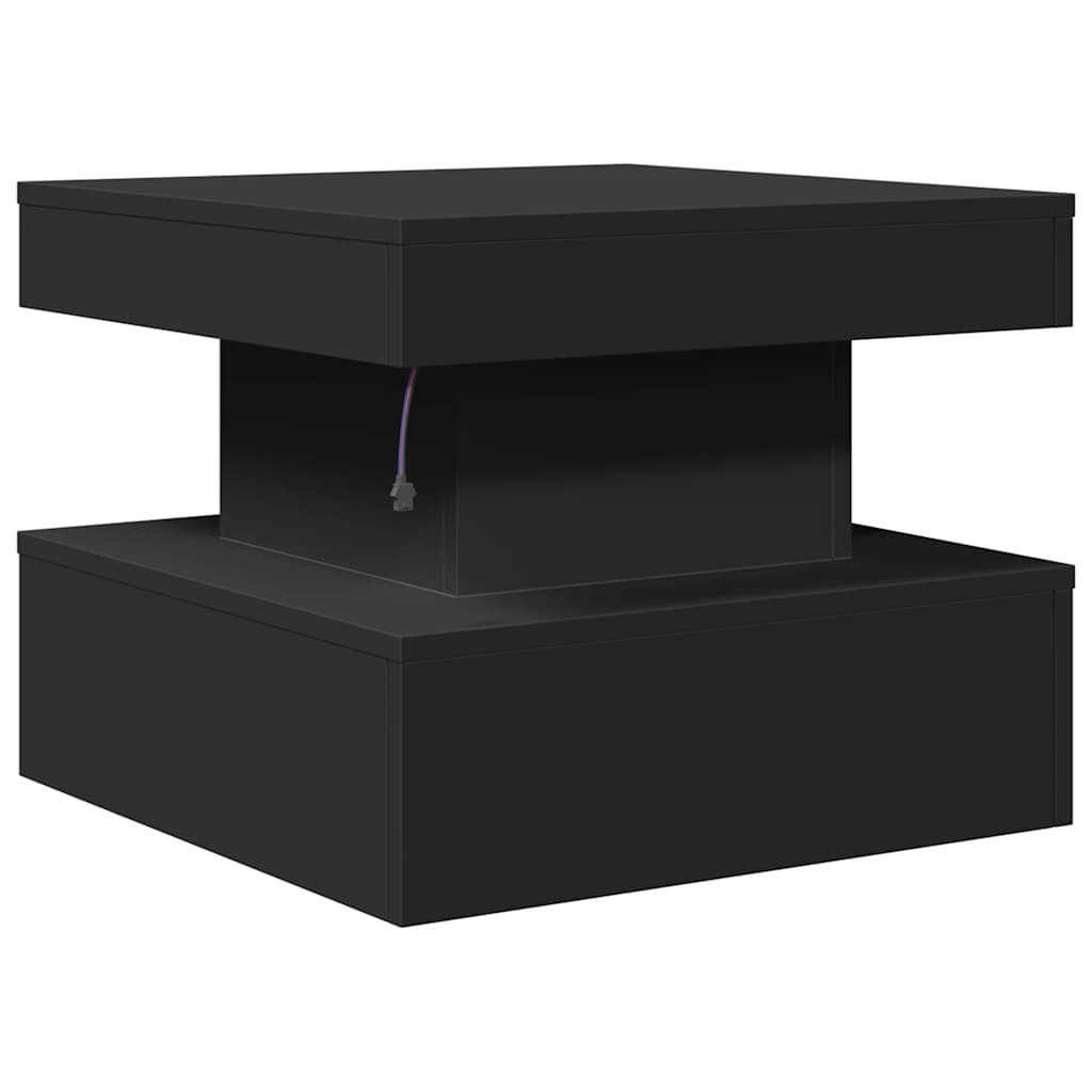 Coffee Table with LED Lights Black 50x50x40 cm