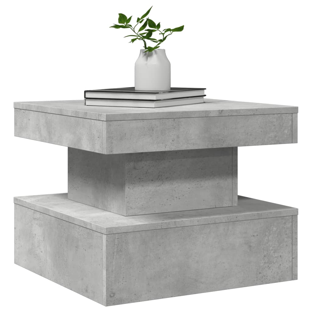 vidaXL Coffee Table with LED Lights Concrete Grey 50x50x40 cm