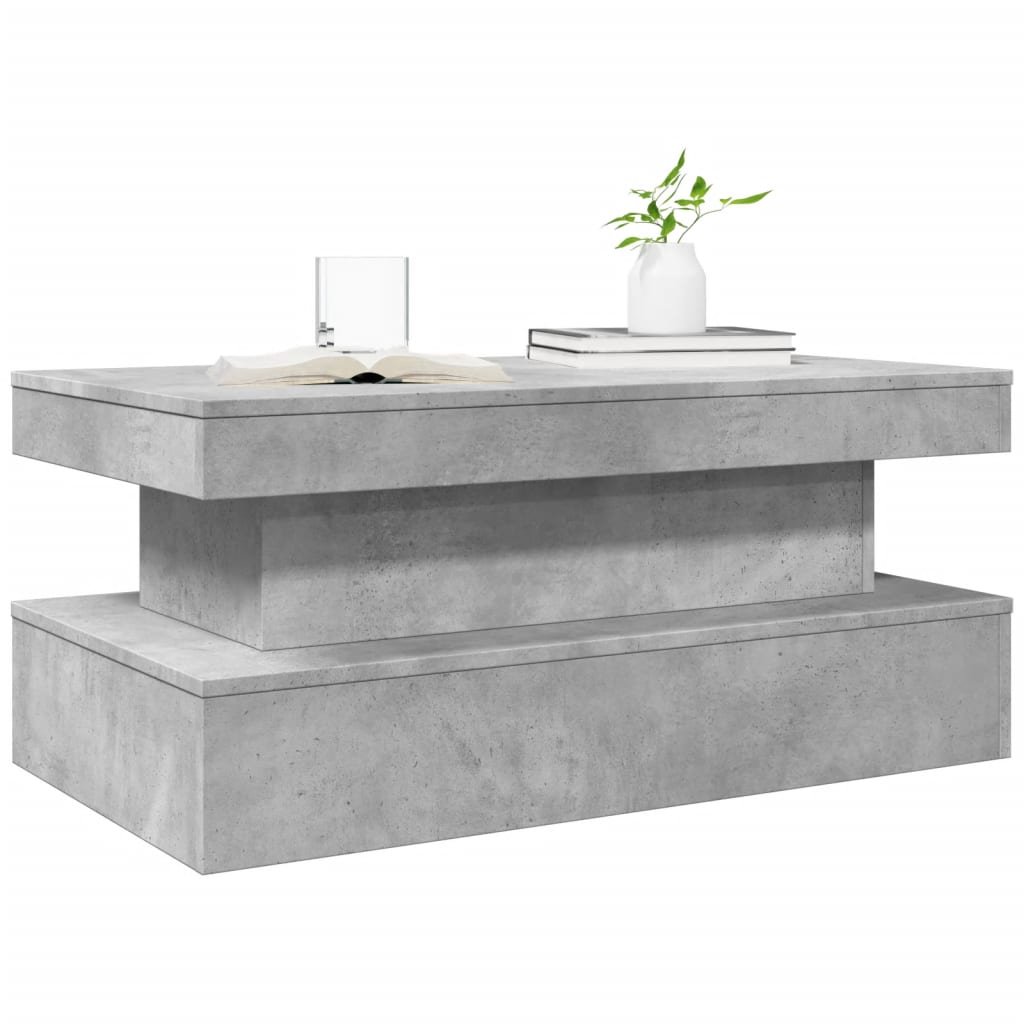 vidaXL Coffee Table with LED Lights Concrete Grey 90x50x40 cm