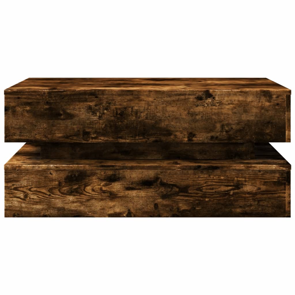 Coffee Table with LED Lights Smoked Oak 90x50x40 cm