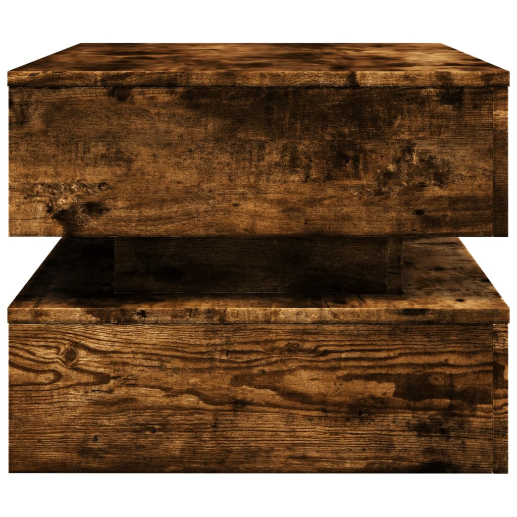 vidaXL Coffee Table with LED Lights Smoked Oak 90x50x40 cm