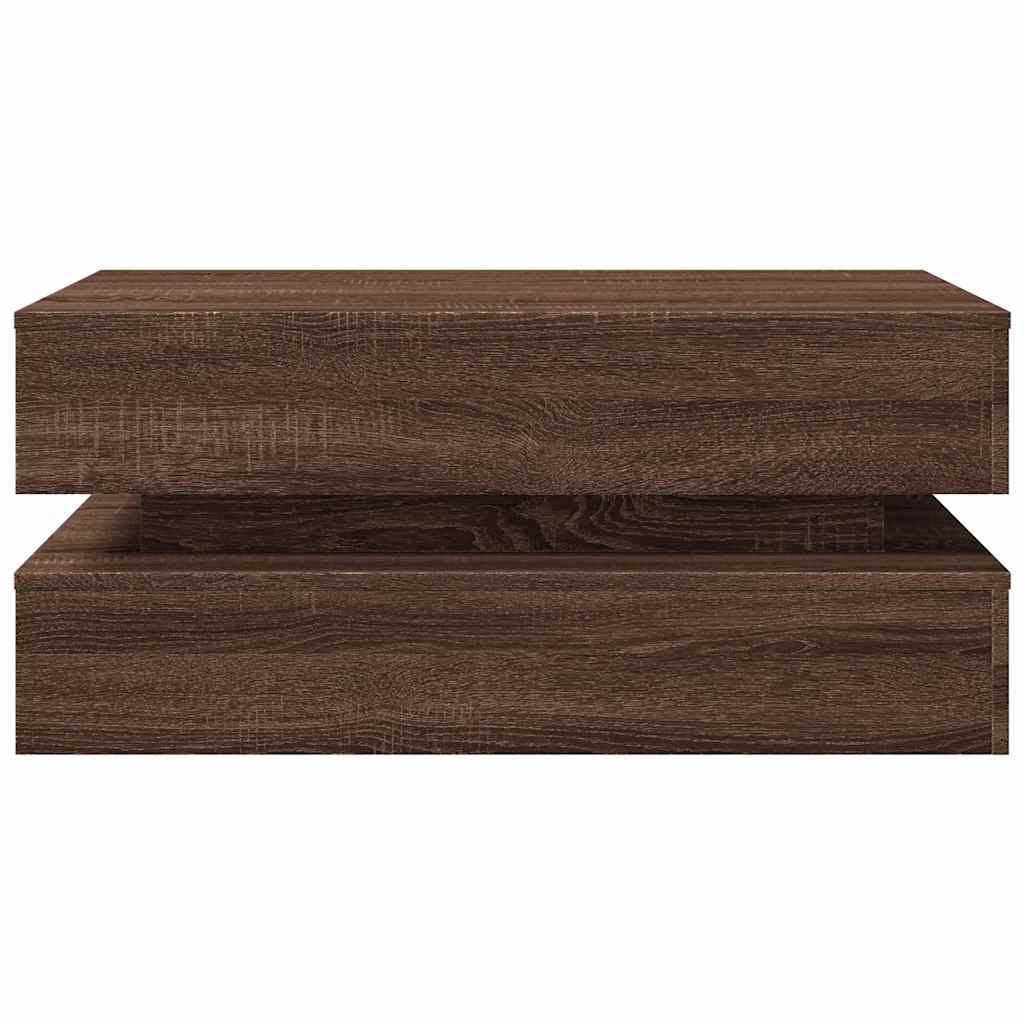 Coffee Table with LED Lights Brown Oak 90x50x40 cm