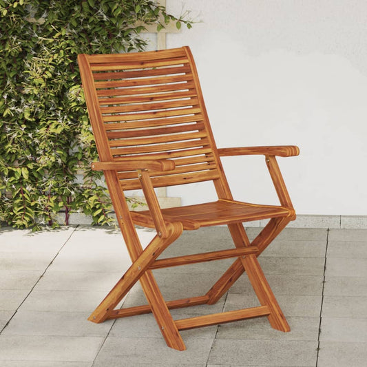 Folding Chairs with Armrest 2 pcs Solid Wood Acacia