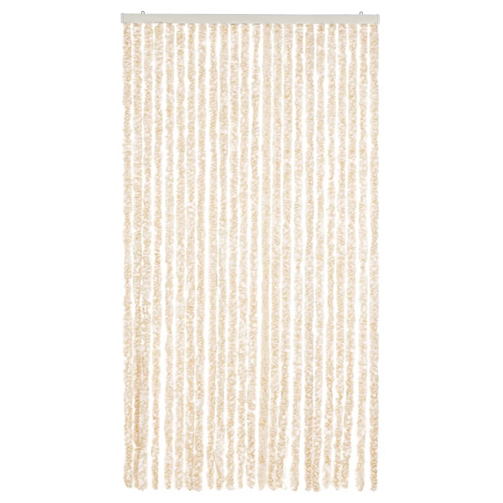 Fly Curtain Beige and White 100x220 cm Chenille