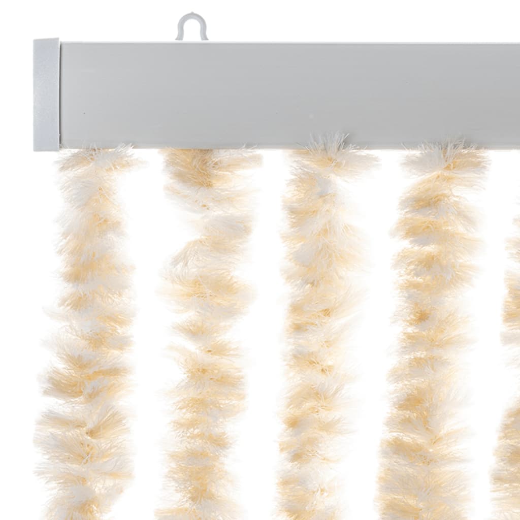 Fly Curtain Beige and White 100x220 cm Chenille