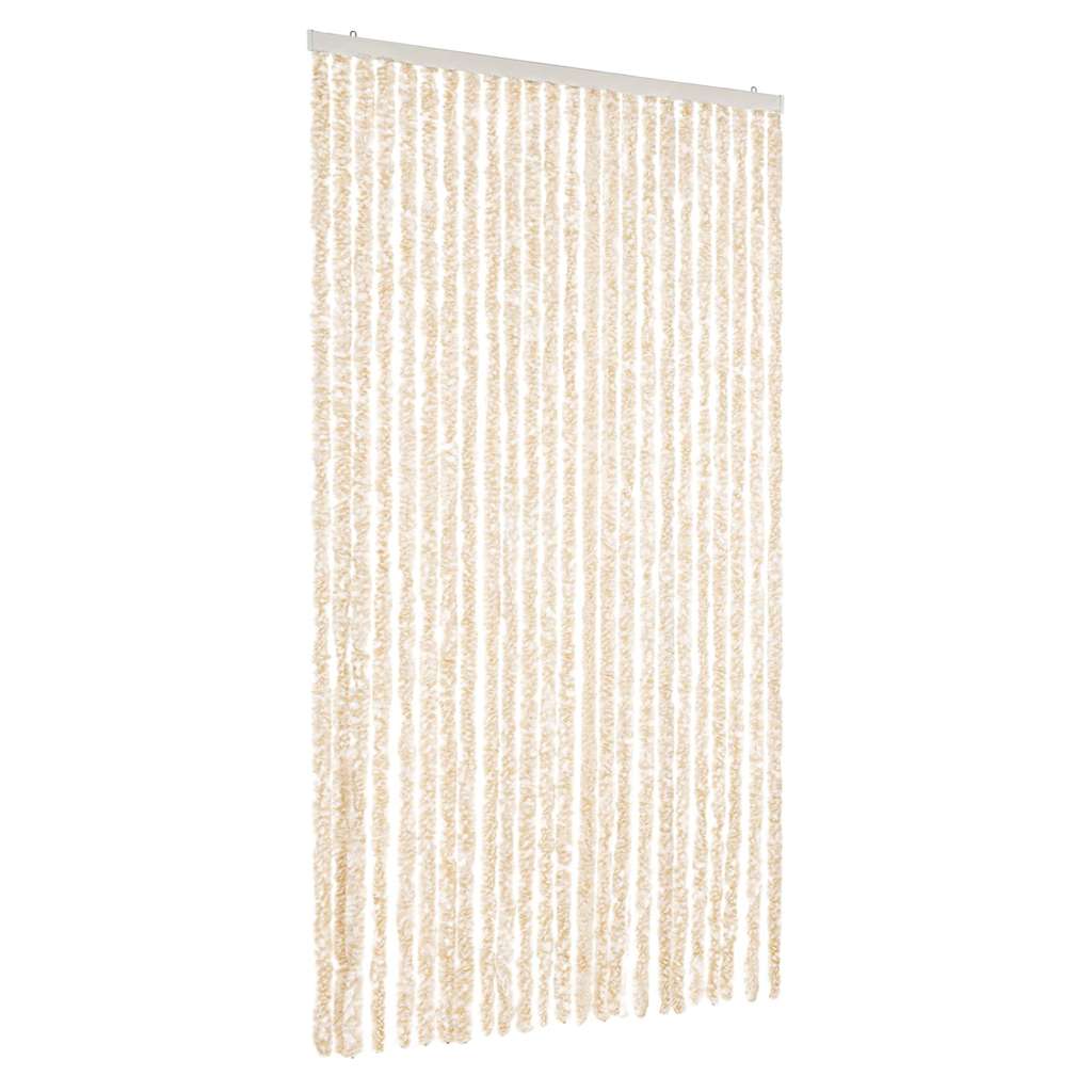 Fly Curtain Beige and White 100x230 cm Chenille