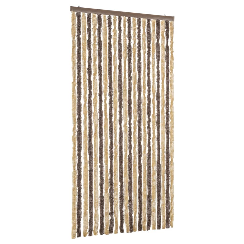 Fly Curtain Dark Brown and Beige 90x220 cm Chenille