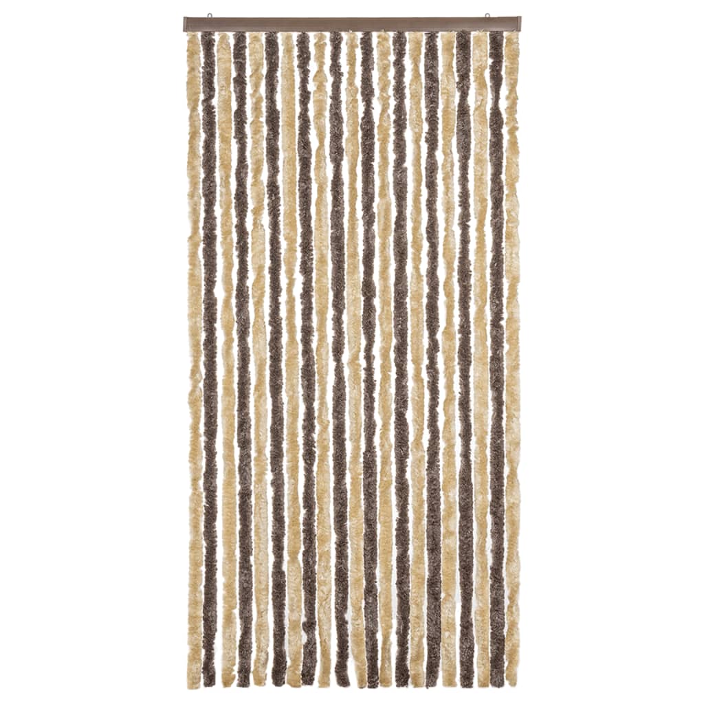 Fly Curtain Dark Brown and Beige 90x220 cm Chenille