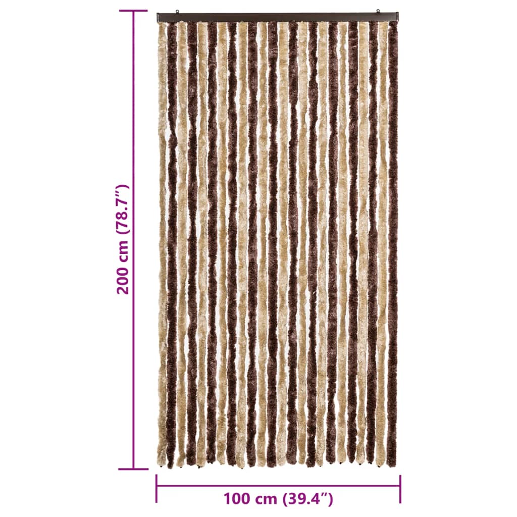 Fly Curtain Beige and Light Brown 100x200 cm Chenille