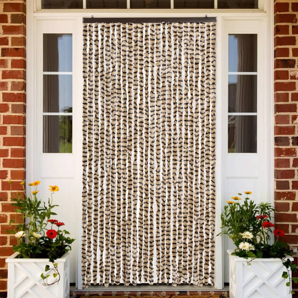 Fly Curtain Beige and Brown 100x230 cm Chenille