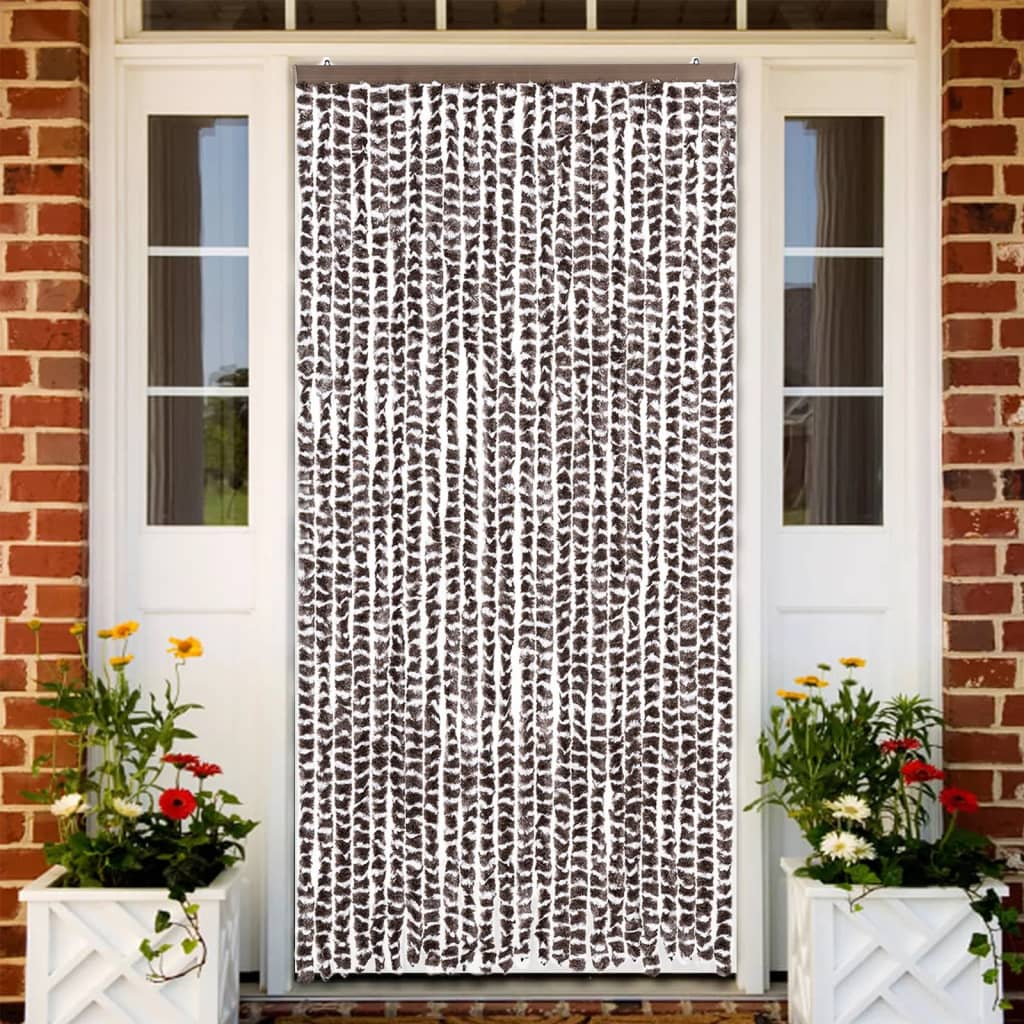 Fly Curtain Brown and White 100x230 cm Chenille