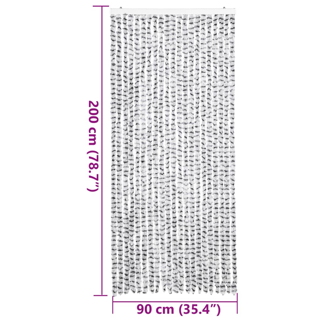 Fly Curtain Light Grey and Dark Grey 90x200 cm Chenille