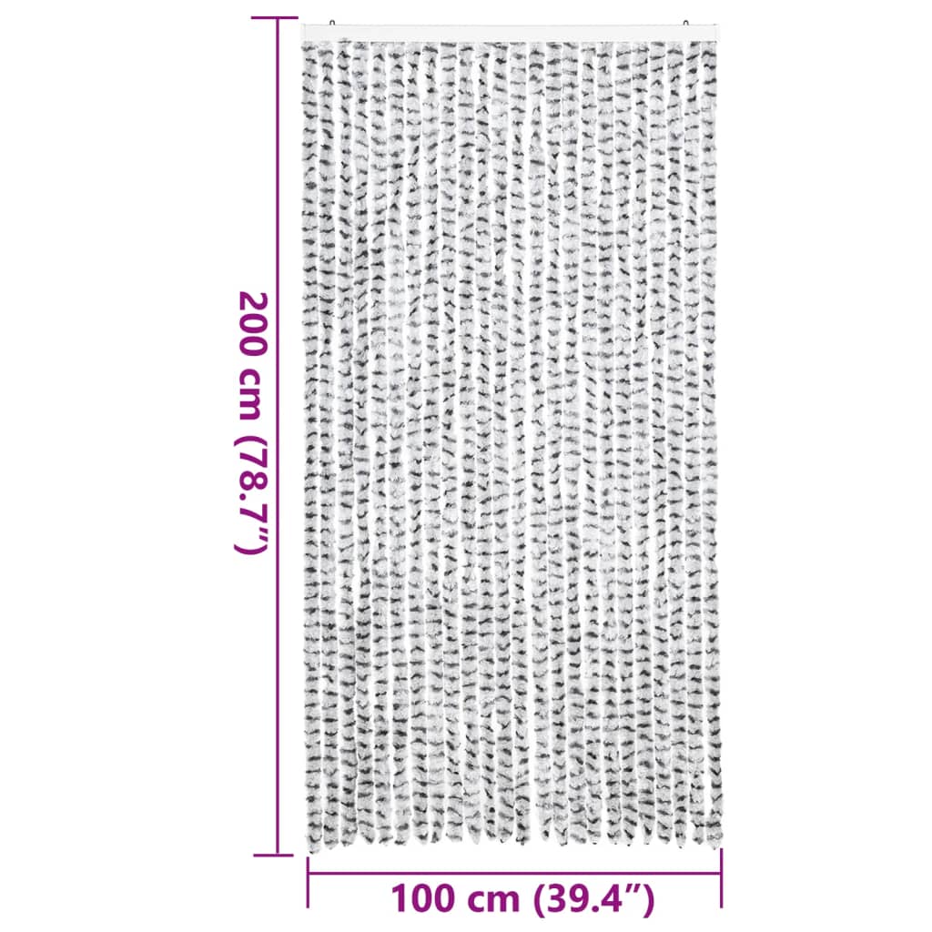 Fly Curtain Light Grey and Dark Grey 100x200 cm Chenille