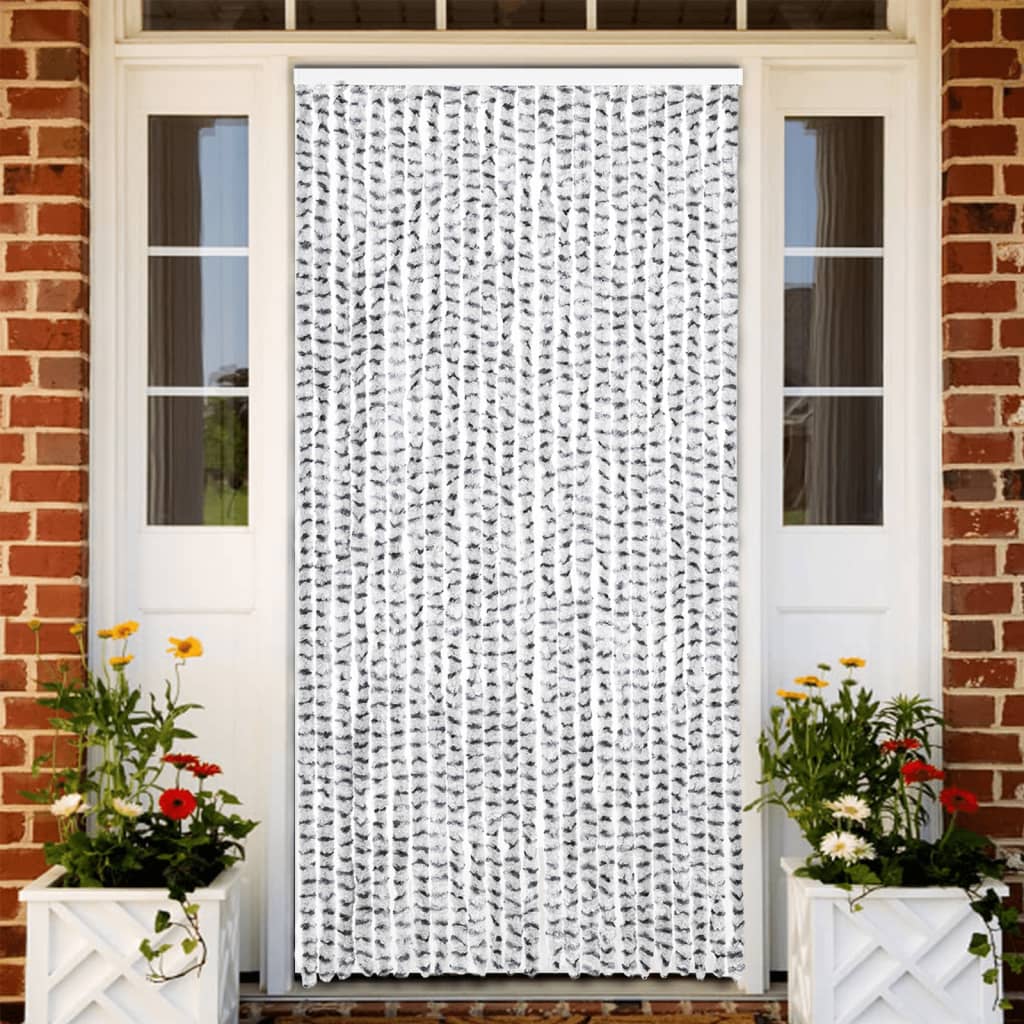 Fly Curtain Light Grey and Dark Grey 100x230 cm Chenille