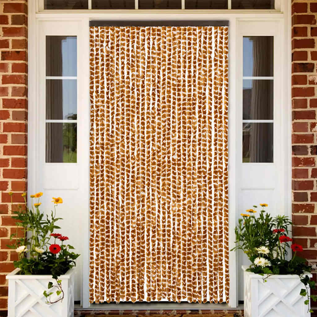 Fly Curtain Ochre and White 90x200 cm Chenille