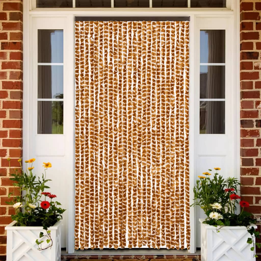 Fly Curtain Ochre and White 100x200 cm Chenille