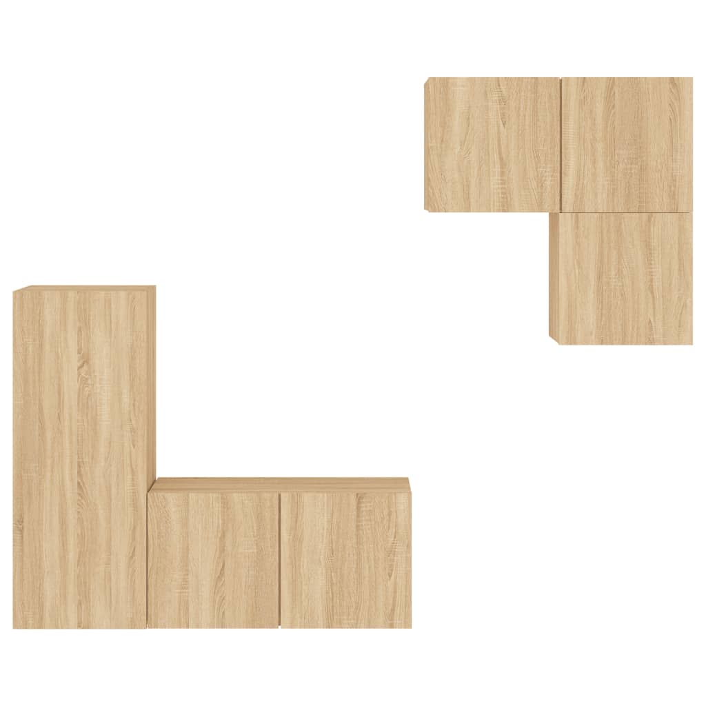 4 Piece TV Wall Units Sonoma Oak Engineered Wood