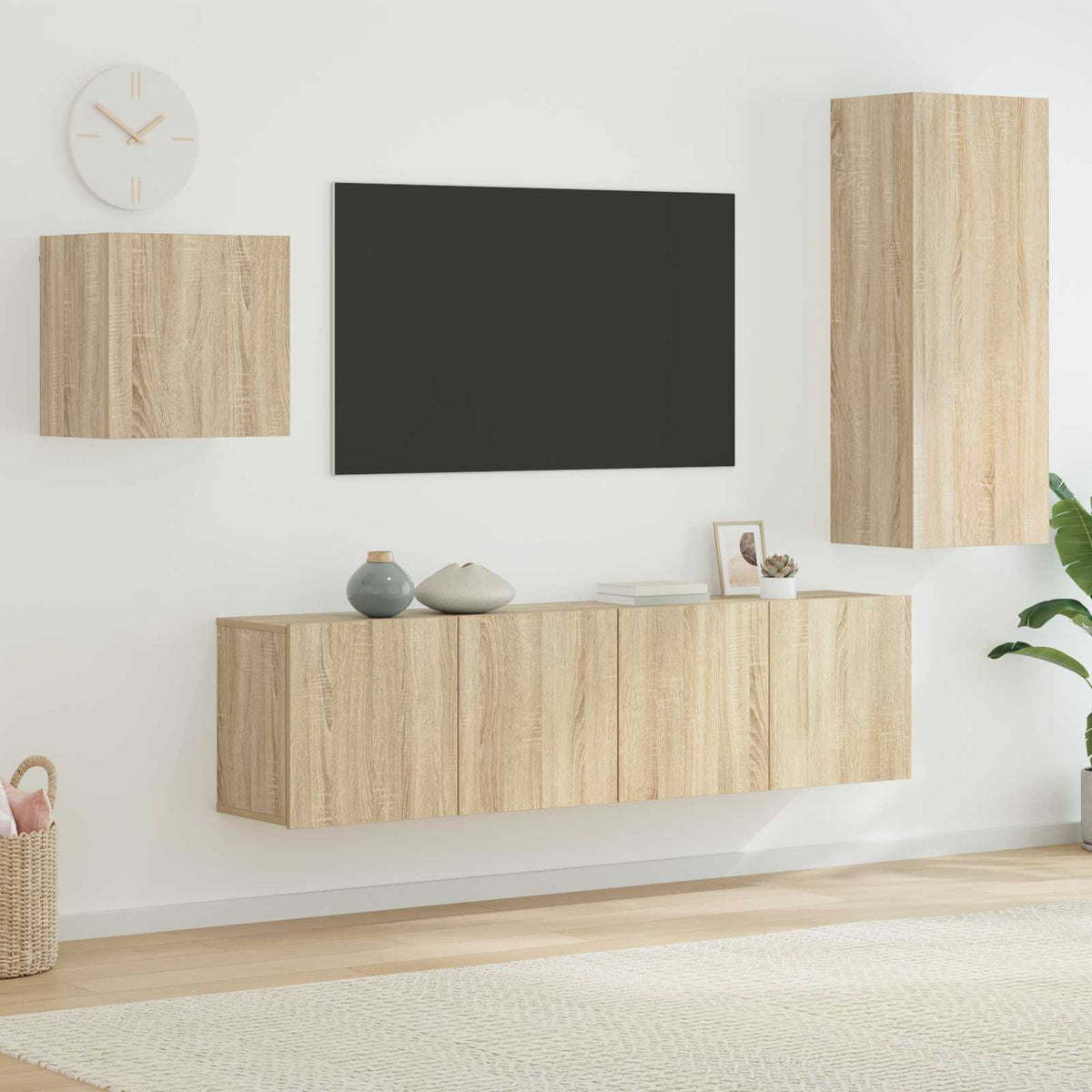 4 Piece TV Wall Units Sonoma Oak Engineered Wood