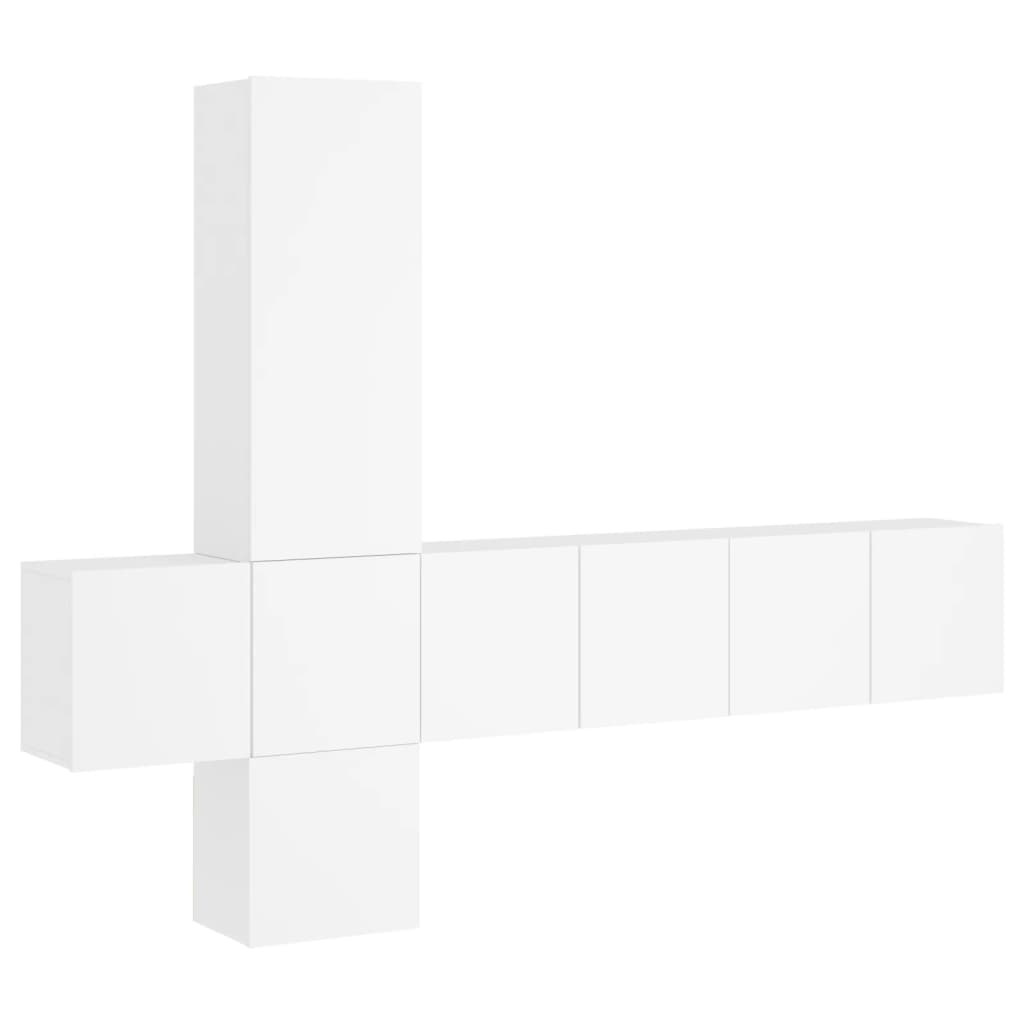 5 Piece TV Wall Units White Engineered Wood