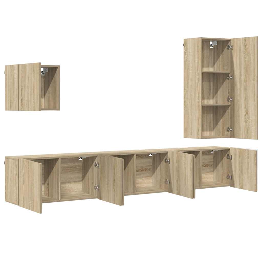 5 Piece TV Wall Units Sonoma Oak Engineered Wood