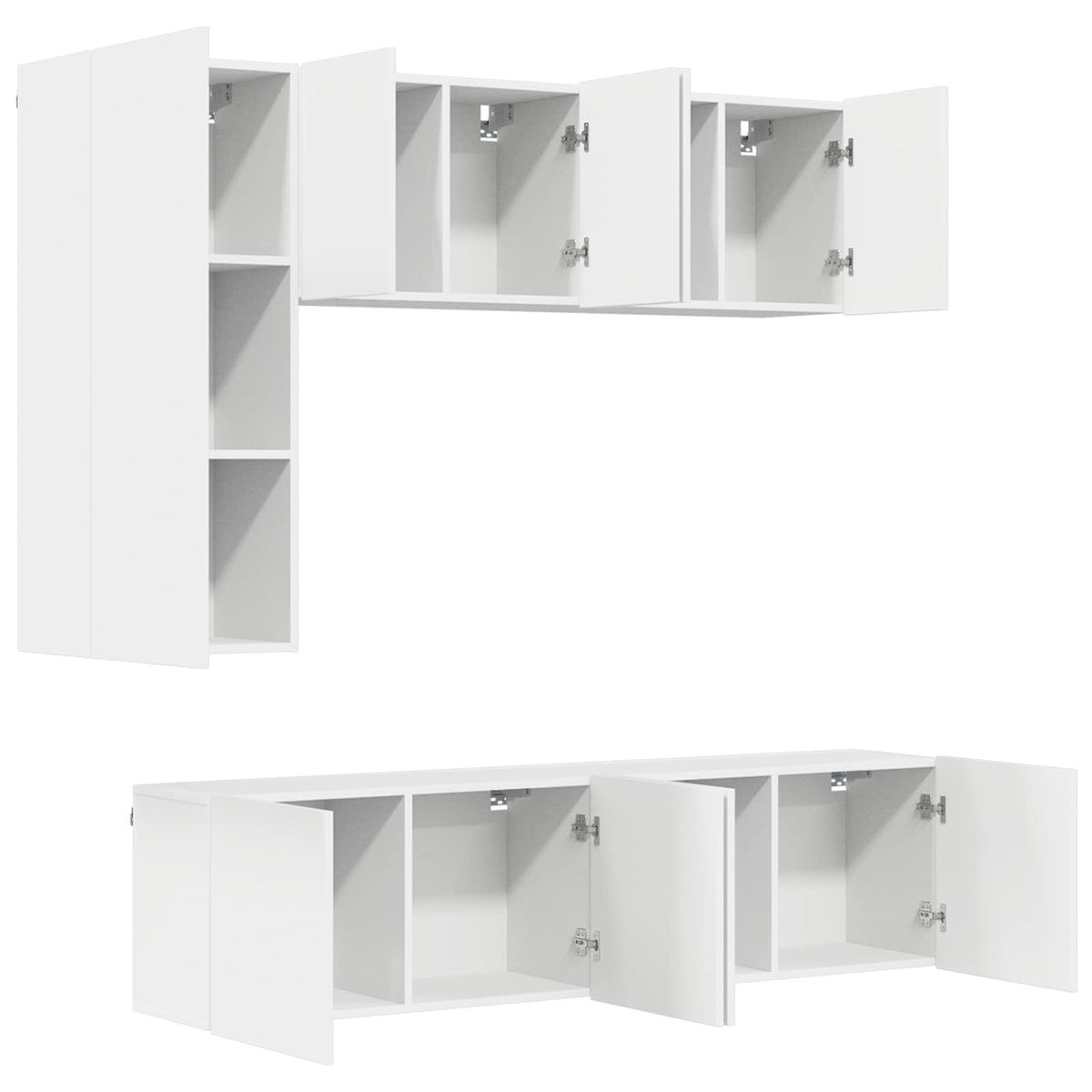 5 Piece TV Wall Units White Engineered Wood