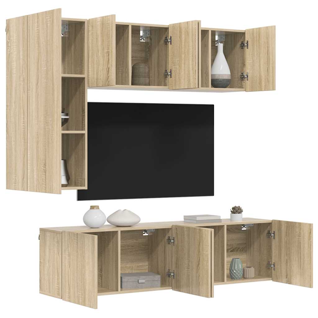 5 Piece TV Wall Units Sonoma Oak Engineered Wood