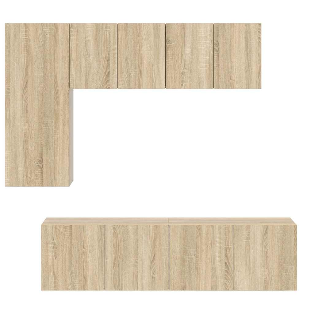 5 Piece TV Wall Units Sonoma Oak Engineered Wood