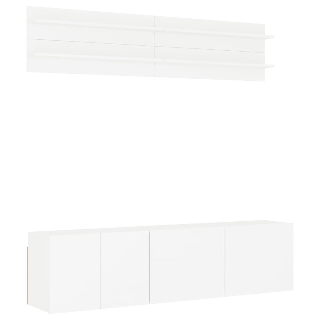 | TV Wall Units | Wall-mounted 6 pcs white Engineered wood